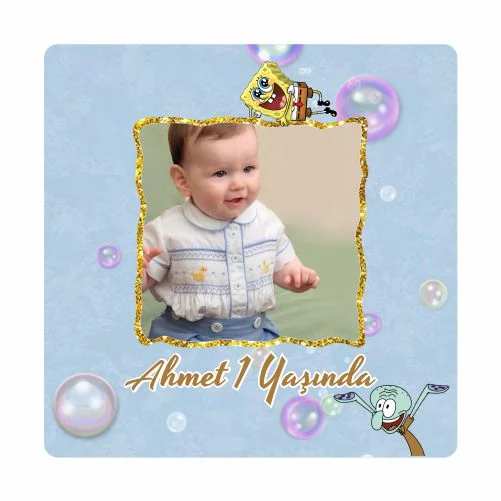 Sünger Bob Temalı Doğum Günü Magneti